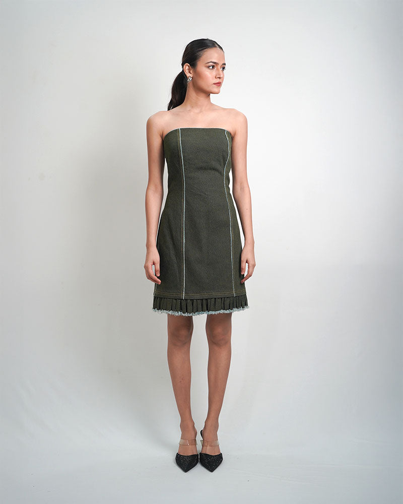 Sculpted Allure Dress with Trim