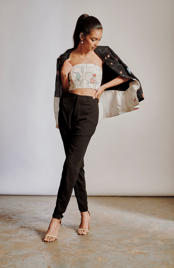 B/W Three Piece Blazer Set