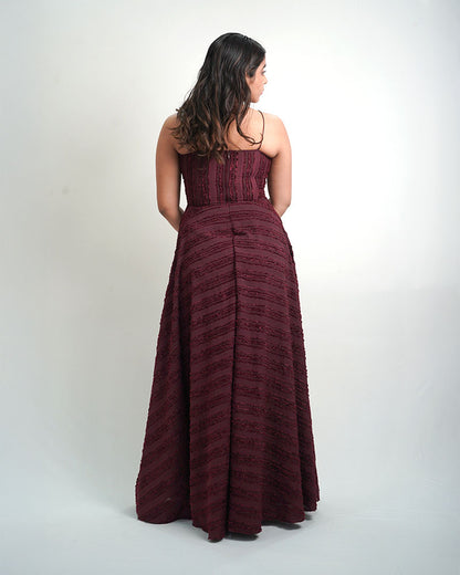 Iconic Mesh gown maroon
