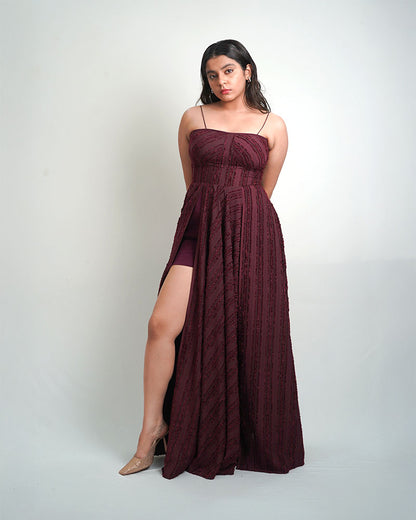Iconic Mesh gown maroon