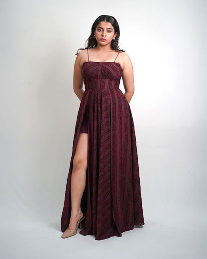 Iconic Mesh gown maroon