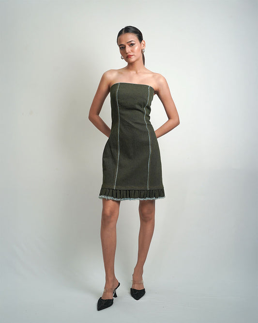 Sculpted Allure Dress with Trim