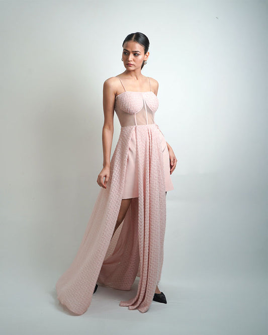 Pink mesh gown