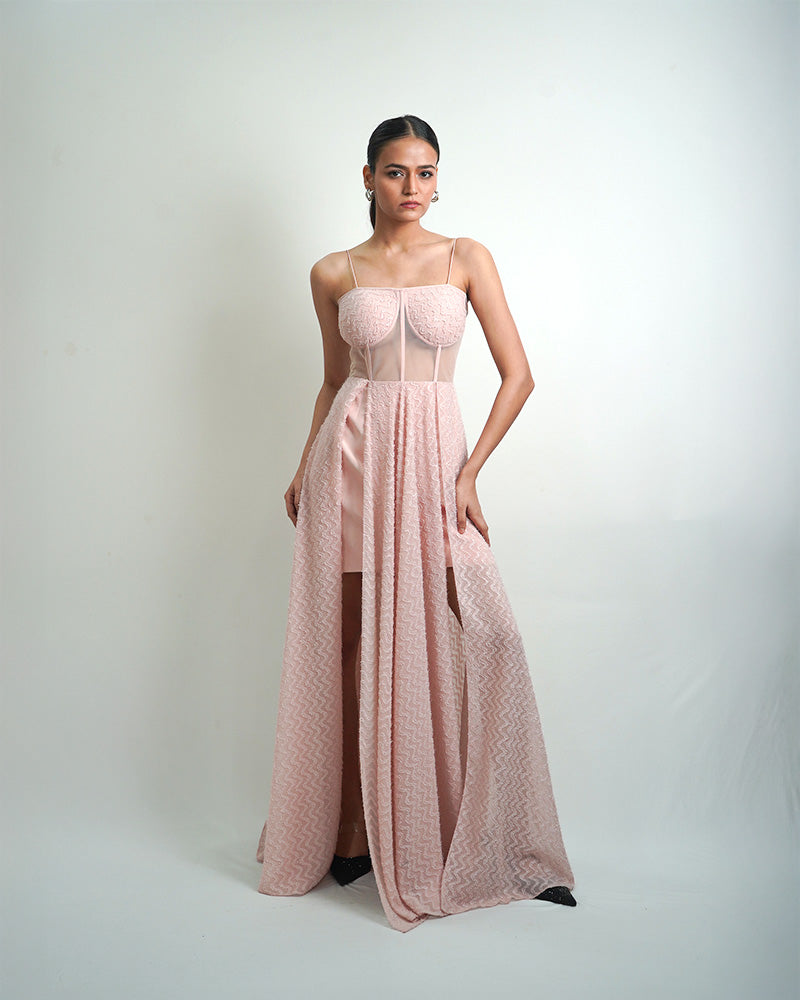 Pink mesh gown