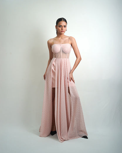 Pink mesh gown