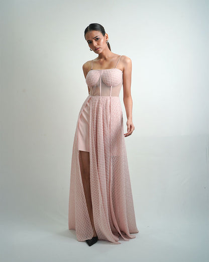 Pink mesh gown