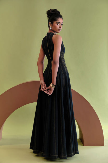 West denim long dress